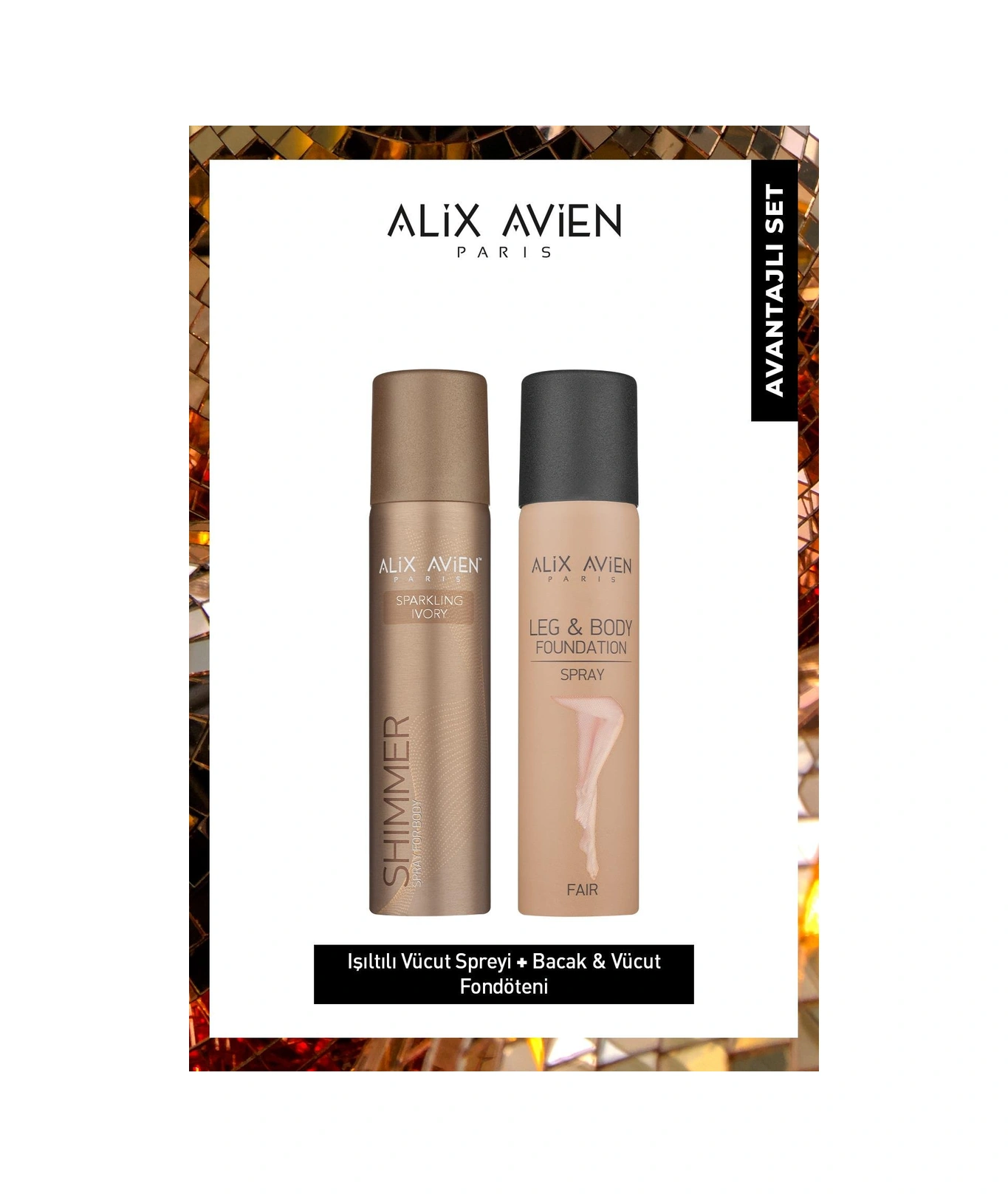 Alix Avien Uzun Süre Kalıcı Suya Dayanıklı Yüksek Kapatıcı Nemlendirici Etkili Işıltılı Bacak Fondöteni Seti 02