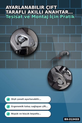 8-32mm Ayarlanabilir Çift Taraflı Akıllı Anahtar Seti - 2 Parça Kombine El Aleti Bx-313433