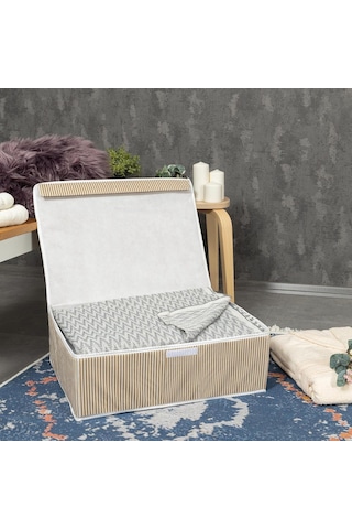 Çok Amaçlı Düzenleyici Kapaklı Sandık Tipi Kutu Hurç Organizer 50 X 40 X 19 Kahverengi
