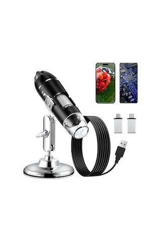 Kameralı Dijital Mikroskop - 1600x Büyütme Kapasitesi, 8 Led Işıklı Kamera, 1920x1080 Full Hd Fotoğraf Ve Video K