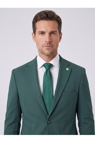 Tk6893 Erkek Klasik 2 Li Takım Elbise 2 Düğmeli Slim Fit Esnek Kumaş Çift Yırtmaçlı 7 Drop Yeşil