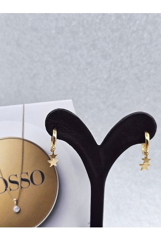Xuping Yıldız Model Gold Renk Çelik Küpe Altın