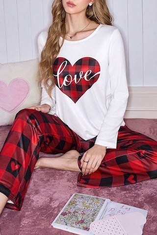 Bella Notte Kırmızı Ekoseli Kadın Çift Pijama Takımı