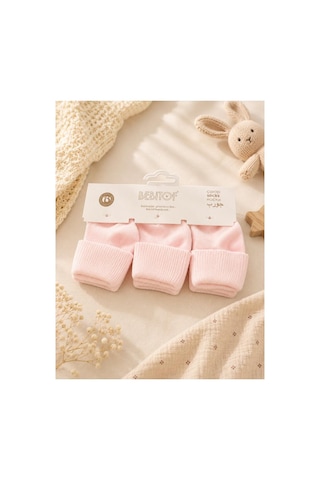 Bebitof 3 Çift Bebek Pamuklu Kıvırmalı Soket Çorap Pembe Bbtf.413.çrp.pmb