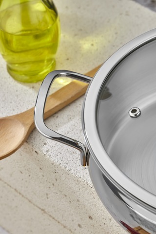 Cooker Lara 24 Cm İndüksiyon Uyumlu Paslanmaz Çelik Basık Tencere Ckr460 Gümüş