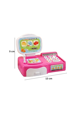 Sesli Işıklı Oyuncak Yazar Kasa Küçük Boy - Aksesuarlı Market Kasası Ve Evcilik Seti Pembe