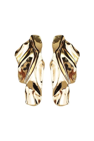 Moda Metal Demir Geometrik Saplama Küpe Düzensiz Metal Payet Küpe-altın Altın