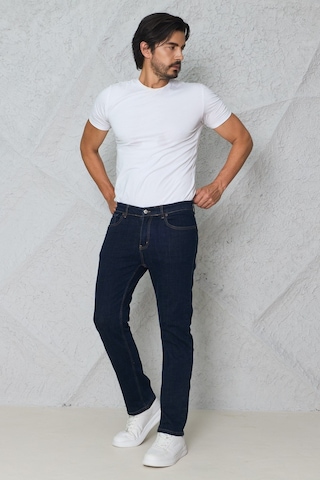 Myrab Denim Erkek Siyah Regular Fit Rahat Kesim Denim Zift Mavi Jeans Lacivert