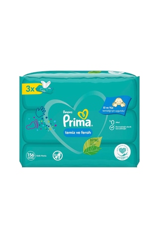 Prima Temiz Ve Ferah Islak Mendil 3 Paket 156 Yaprak Islak Mendil