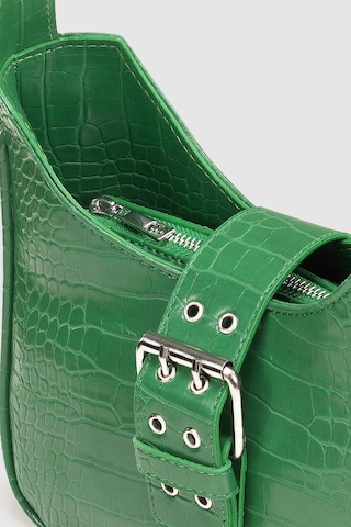 Housebags Kadın Yeşil Tokalı Timsah Desenli Baguette Çanta Yeşil