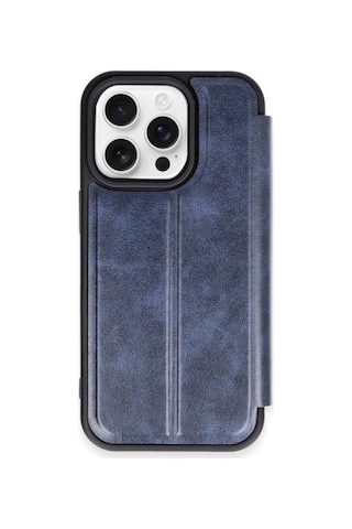 Apple iPhone Uyumlu 15 Pro Max Kılıf Flip Cover - Lacivert Diğer