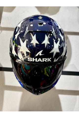 Skwal İ3 Us Flag Ledli Kapalı Kask Şeffaf Vizörlü Kask Mavi Beyaz