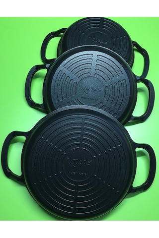 Ultra Lüx 3’lü Set Döküm Siyah Granit Sahan Tava 22cm-20cm-18cm