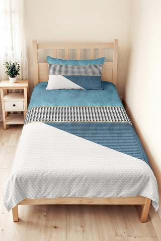 Mavi Geometrik Modern Genç Odası Tek Kişilik Pike Takımı-siyah Beyaz 160x220cm Kapitone Yatak Örtüsü Masalsı Örtü Rüyası