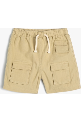 Koton Şort Kapaklı Cepli Beli Bağlamalı Pamuklu Haki 4smb40064tw Haki