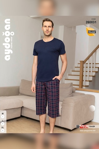 Aydoğan Erkek Civan Modal Bermuda Lacivert Pijama Takım 0031 Lacivert