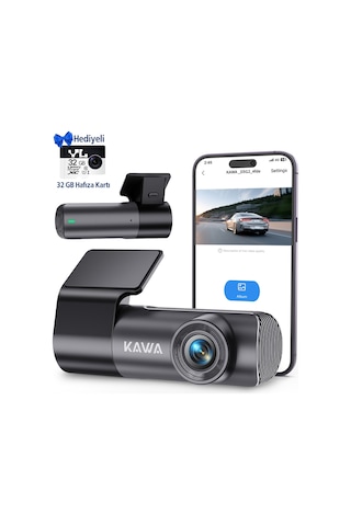 Kawa D5 Gen2 2k 1296p Wifi 145 Geniş Açı Lens Gece Görüşlü 32gb Hafıza Kartlı Akıllı Araç Kamerası