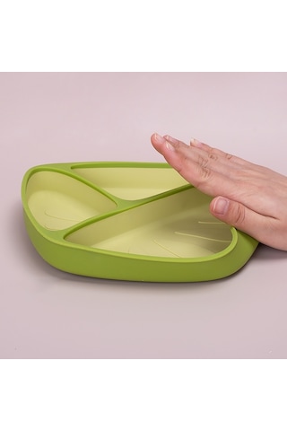 Jianfan Vakum Tabanlı Silikon Mama Tabağı Ve Kasesi Bebek Beslenme Seti Yeşil Tek Tabak Yeşil