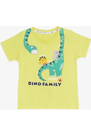 Breeze Girls & Boys Erkek Çocuk Şortlu Takım Mutlu Dinozor Aile Baskılı 1-4 Yaş, Sarı-sarı Sarı