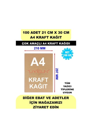 100 Adet A4 Kraft Kağıt 21x30 100 Gr. Yazıcı Uyumlu, Vintage Resim Kağıdı, Çocuk Etkinlik Kağıdı