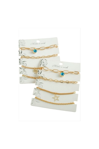 4 Adet Nazar Trend Zincir Bileklik - Sarı N145