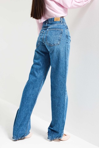 it's basic Kadın Mavi Lora 2s6-4 Loose Fit Orta Bel %100 Koton Denim Jean
