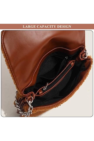 Kadınlar İçin Moda Omuz Çantası Tüylü Peluş El Çantası Sahte Kürk Çapraz Askılı Kapaklı Çanta Zincir Askılı Tote Çanta Beyaz A697 Beyaz