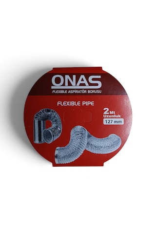 Onas Flexible Alüminyum Aspiratör Davlumbaz Baca Gider Borusu 127 Mm 2 Metre