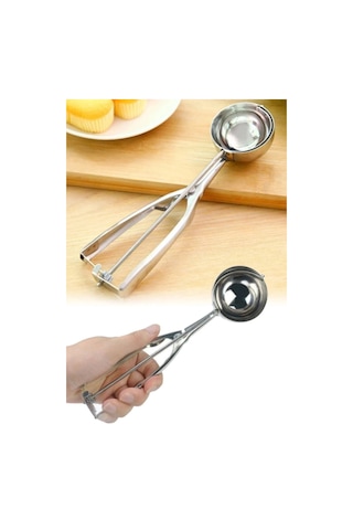 Lüx Paslanmaz Çelik Dondurma Helva Ve Kurabiye Kaşığı 22cm GÜmüş