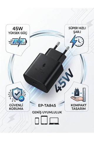 Yeni Nesil 45w Süper Hızlı Şarj Adaptörü Type-c Tüm Telefonlara Uyumlu + Dayanıklı Kablo Siyah Yeni Nesil 45w Süper Hızlı Şarj Adaptörü Type-c Tüm Telefonlara Uyumlu + Dayanıklı Kablo Siyah