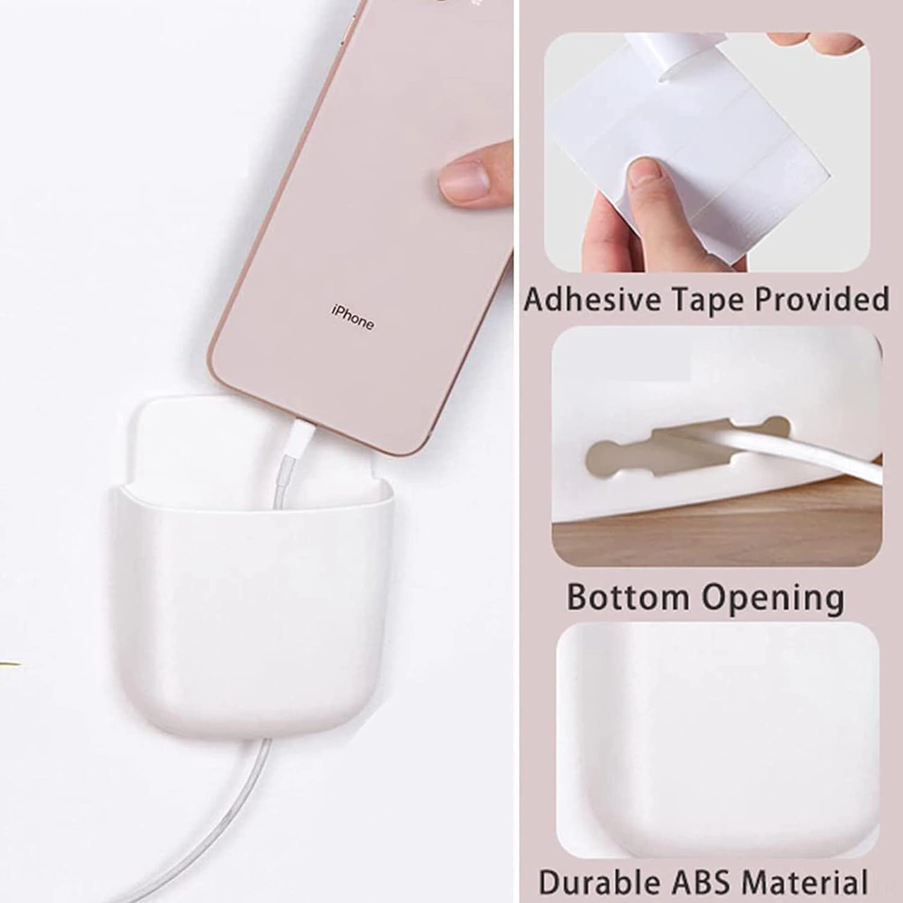 Yuntech01 5 Adet Duvar Tipi Depolama Kutusu, Ev Gereçleri Ve Telefon Şarj İçin Evrensel Pp Tutucu Çok Renkli