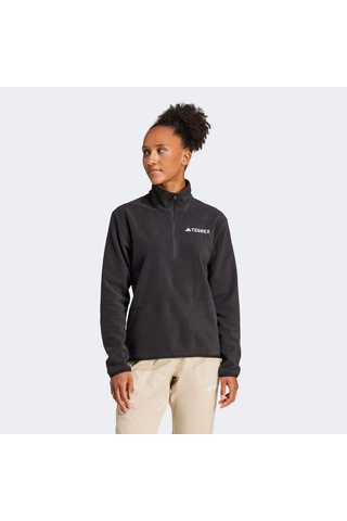 Adidas Multi Essentials 1-2 Zip Fleece Kadın Siyah Yürüyüş Polar Jp0788 Siyah