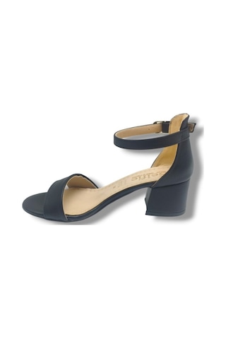 Selfie 4601-26 Cilt Tek Bant Orta Topuk Fashion Kadın Sandalet 5,5cm Siyah