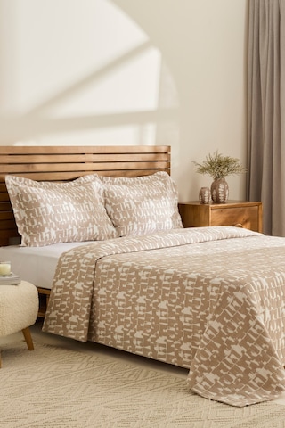 Kaşmir Home Breeze Çift Kişilik Yatak Örtüsü Takımı Bej Bej