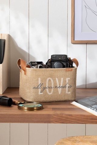 Ocean Home Textile Love Jüt Sepet 24 x 17 x 14 cm