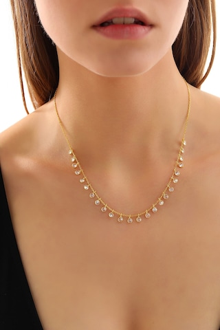 925 Ayar Gümüş Küçükten Büyüğe Sıralı Zirkon Taşlı Kolye Altın