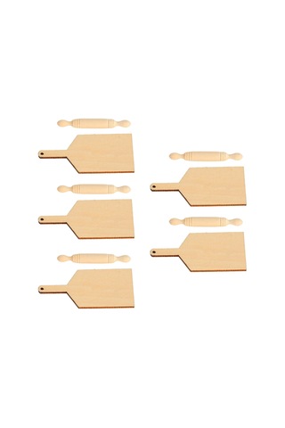 5'li Bebek Evi Oklava Ve Kesme Tahtası Seti Minyatür Ahşap Mobilya 1/12 Bebek Evi Mutfak Aksesuarları Diğer