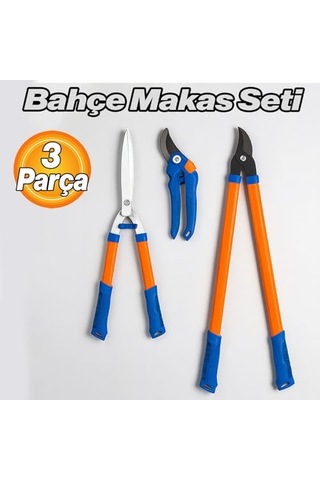 Ayrex Bahçe Makas Seti 3 Parça Profesyonel Budama Makası Ağaç Dal Çiçek Kesme Bahçıvan Aleti Takımı