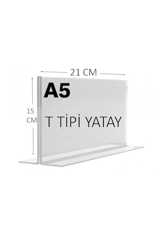 Heroglas A5 T Tipi Yatay Masa Üstü Şeffaf Pleksi / Föylük-fiyatlık-menü-broşürlük