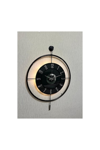 Pey Aksesuar Metal Camlı Duvar Saati 60x80 Cm Büyük Boy Işıklı Gerçek Cam Siyah-füme-siyah-gümüş M61-siyah-füme-siyah-gümüş