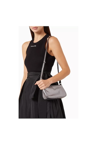 Pinko Lamine Süet Mini Yarım Ay El Çantası, Parlak & Çok Yönlü Gümüş