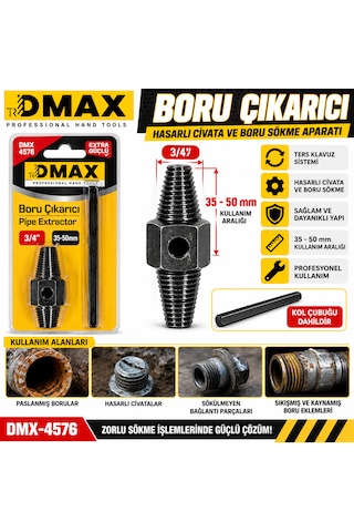 Boru Çıkarıcı 35m-50m Hasarlı Civata Boru Çıkarıcı Ters Klavuz 1/2- 3/4 Kod :dmx-4576