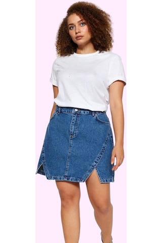 Ersefa Kadın Mini Denim Etek Renk Yüksek Bel A Line Pamuk Yaz Kombinleri Mavi