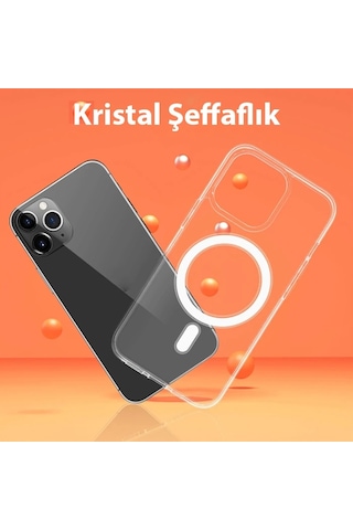 Hepsi Ally İphone 14 Plus 6.7inç Magsafe Uyumlu Manyetik Sert Silikon Kılıf- 5775 Najmaddin Şeffaf