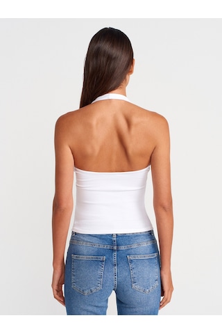 Dilvin 21052 Halter Yaka Top-beyaz Beyaz