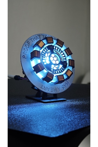 3d Arc Reaktör Led Masaüstü Lamba Futuristik Teknoloji Temalı Dekoratif Işıklı Tasarım Mavi