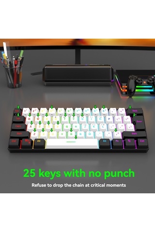Yunboo 61 Tuşlu Rgb Aydınlatmalı Oyun Klavyesi - Kompakt Tasarım, Usb-c Bağlantı, Ergonomik