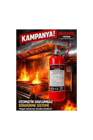 3.2 Galon 12 Kg Davlumbaz Söndürme Sistemi Montaj Hariç, Davlumbaz Söndürme Set, Davlumbaz İçin Söndürme Sistemi, Potasyum Davlumbaz Söndürme Sistemi