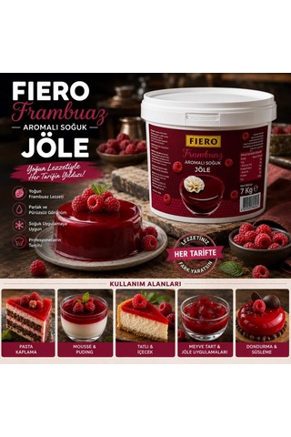 Fiero Soğuk Jöle Frambuazlı 7 Kg Pasta, Cheesecake Ve Tatlılar İçin Profesyonel Parlak Pasta Jölesi