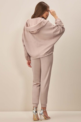 Kapüşonlu Vizon Örme Mont Vizon